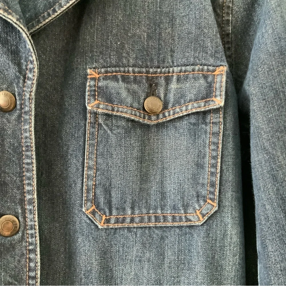 Vintage Chaps Womens Jean Jacket Dark Blue Denim Blazer Jacket Fitted Minimalist - Picture 5 of 14